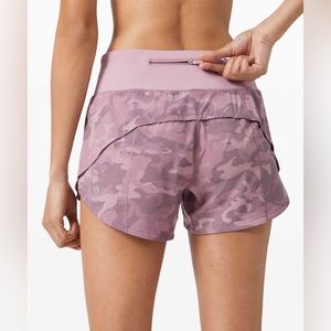 lululemon speed up short long 4” size 4 in incognito camo pink taupe multi